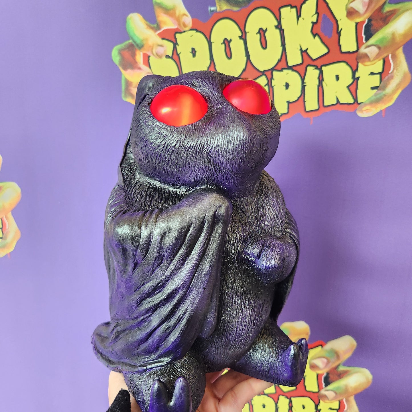Baby Mothman prop replica with light-up eyes